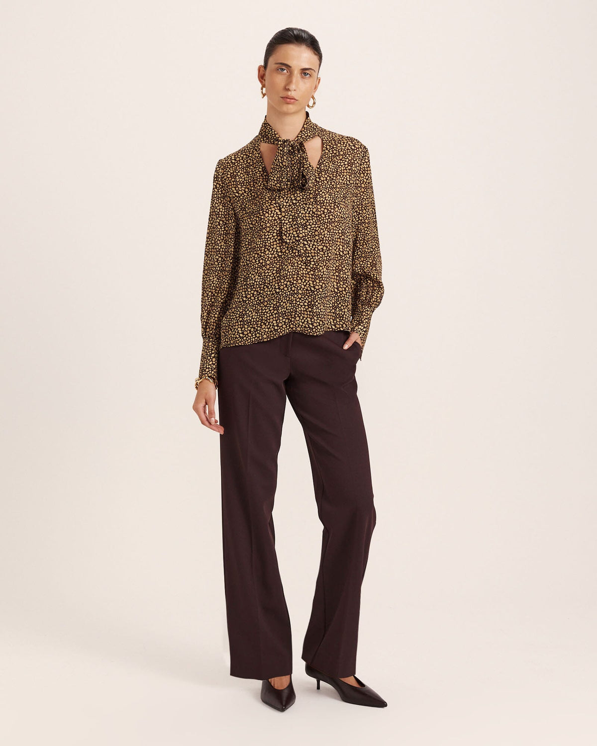 Ohio Silk Long Sleeve Tie Neck Blouse